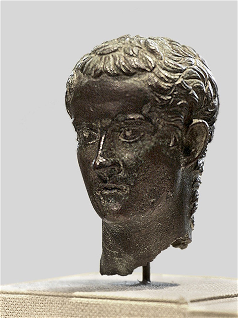 Miniature bronze head of Caligula