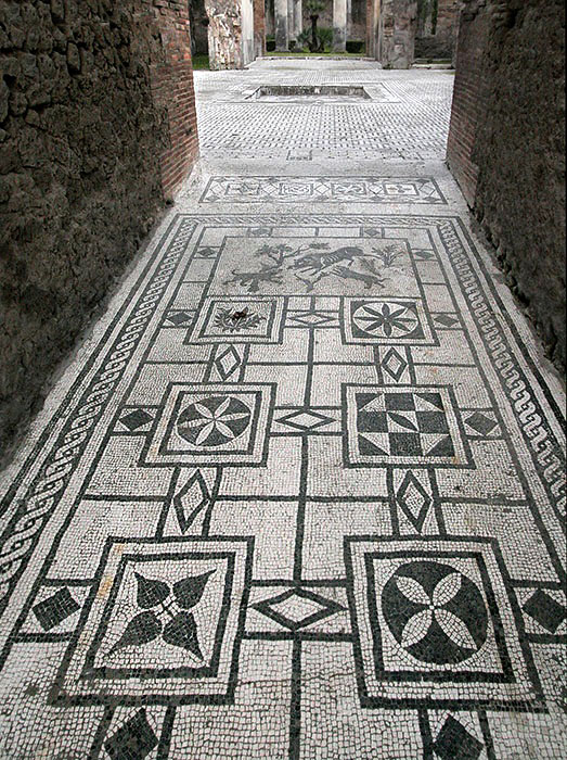 Pompeii mosaic floor tile         